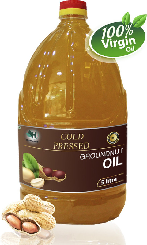 Healthy Roots 5L Cold Pressed Groundnut Oil (Ghani) - 5 Litre Wood Pressed Oil Groundnut Oil PET Bottle(5 L)