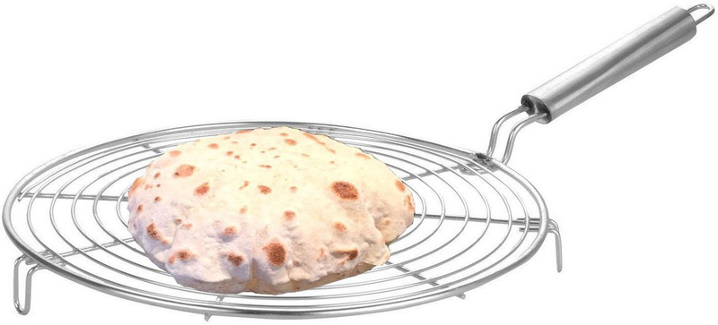 NOHUNT Large Size Papad Jali with Steel Tong Stainless Steel Wire Roaster with Wooden Handle Roti Chapati Grill Round 2 Pc 0.3 kg Roaster(Steel)