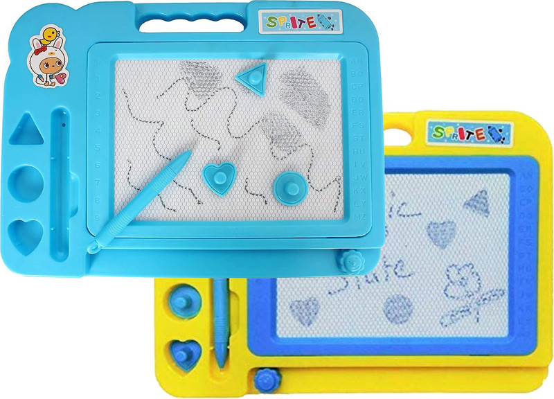 FLYmart Magic Slate for Kids Pen Doodle pad erasable Drawing Easy Reading Writing Learning Graffiti Board Kids Gift Toy Magnetic Painting Sketch pad for Baby Children- Multi Color pack of 2(Multicolor)
