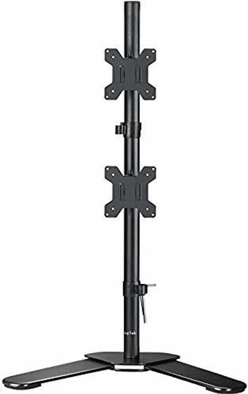 Gadget Wagon 13-27 "Dual LED LCD Monitor Stand Up Free-standing Desk Mount Extra Long 31.5 Inch Pole Heavy Duty Fully Adjustable Stand Vertical Array For 2 / Two Screen Desk Mount Monitor Arm