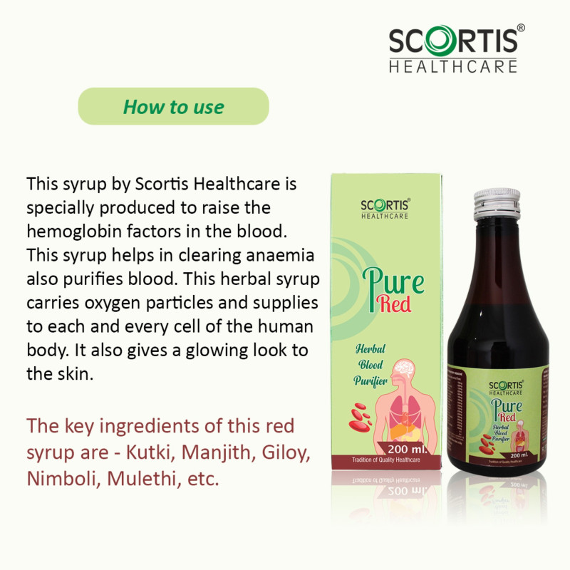 SCORTIS HEALTH CARE Pure Red Herbal Blood Purifier Syrup ( Pack of 2)(Pack of 2, 400 ml)