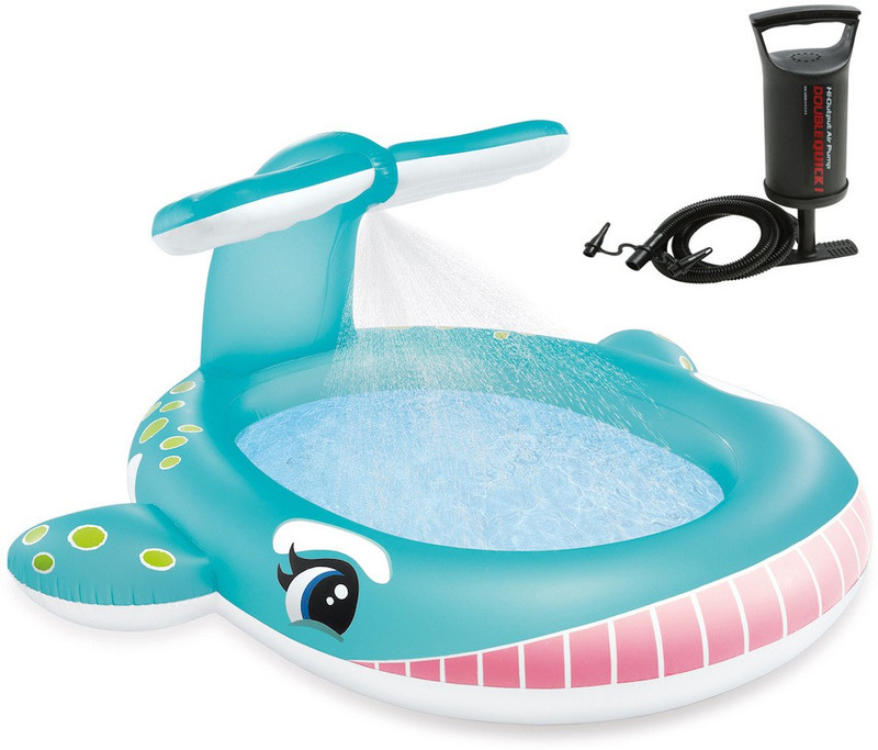 TUSHIKA INFLATABLE WHALE SPRAY NEW DESIGN SWIM POOL BATH TUB WITH PUMP FOR KIDS AND BABIES(Blue, White, Pink)