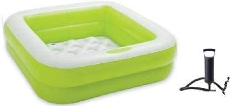 Funrise 3.5 feet Summer Special Inflatable Kid Swimming Pool with Air Pump, Bath tub, Water Pool for Kids (Multicolor) Inflatable Swimming Pool Inflatable Swimming Pool(Green, White)