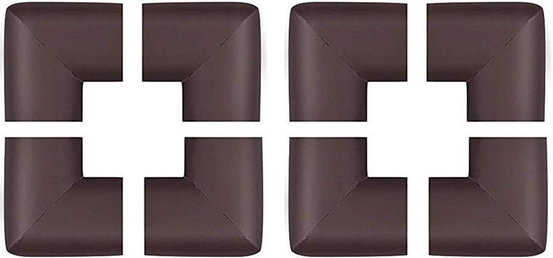 Mopslik Baby Proofing Soft and Thick Baby Safety L Shaped Corner Guards Edge Protectors - with Adhesive Tape (Pack of 8)(Brown)