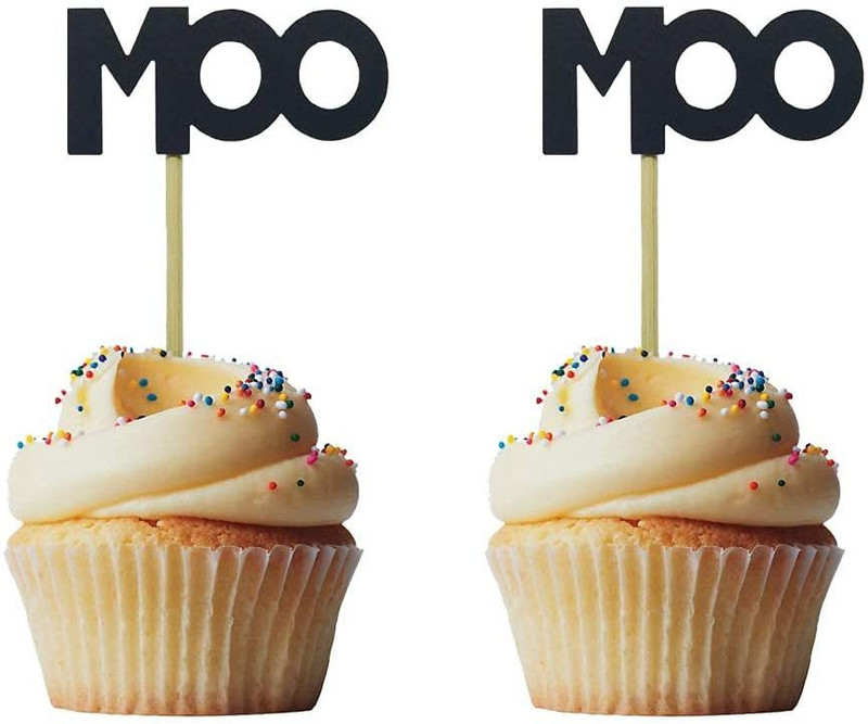 Festiko TM Old MacDonald Had A Farm Theme Moo Moo Cake Topper(Multicolor Pack of 1)