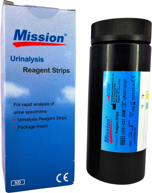 Mission Urine Reagent Stripes 2GE (Protein+Glucose Test) 2 Parameters Testing Strip, 200 PH Test Strips (0-100) Ph Test Strip(0 - 100)