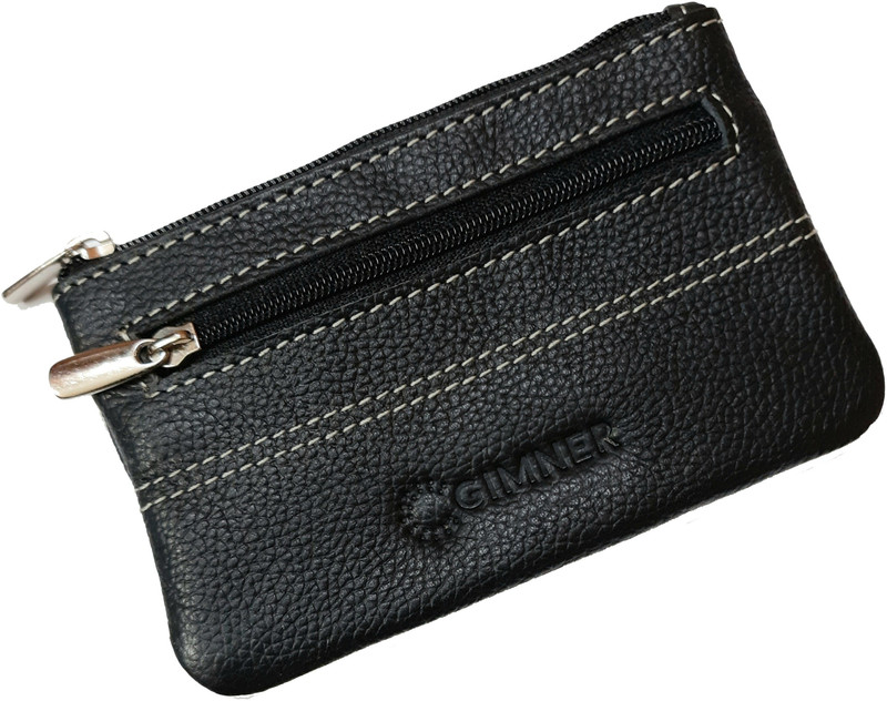 GIMNER Genuine Soft Nappa Leather coin purse with 2 holding chain and 3 Zipper Pocket for women / Girls (set of 1) Coin Purse