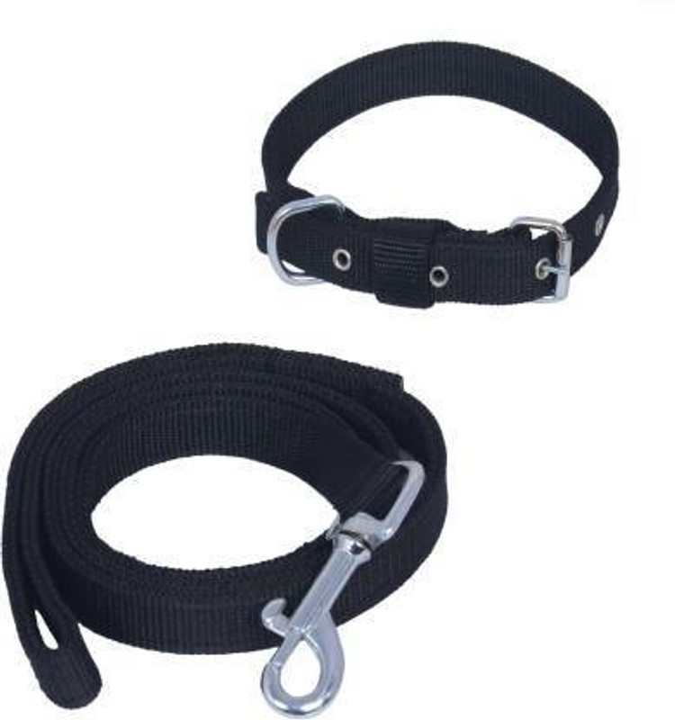 SS PETS SUPPLIES Dog & Cat Collar & Leash(Medium, BLACK)