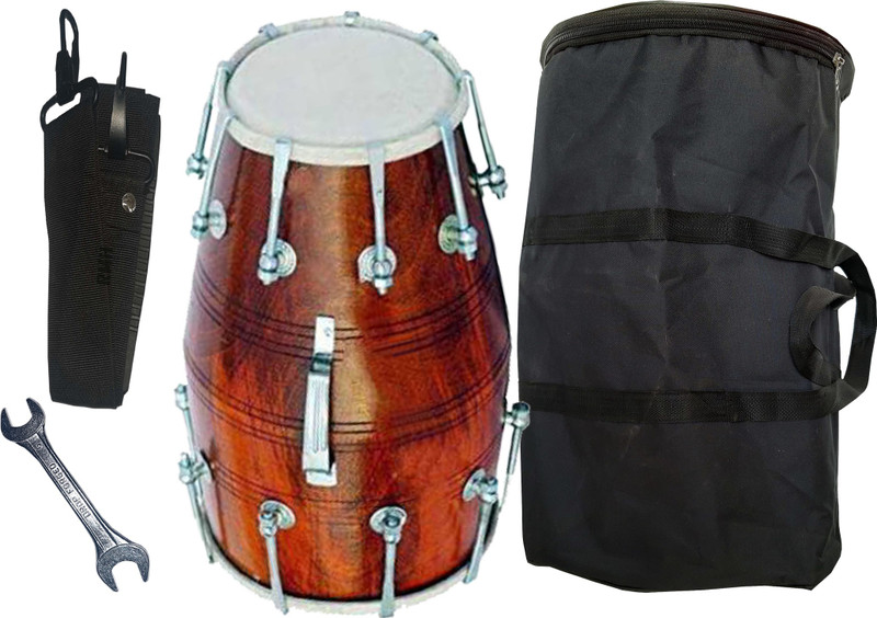 GT manufacturers Goat skin on head side Nut & Bolts Dholak(Brown)