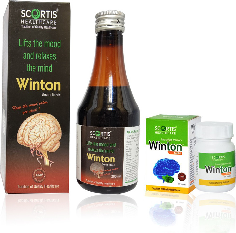 SCORTIS HEALTH CARE Ayurvedic Winton Syrup (200ML) + Wintone Tablet (50 Tablet) for Focus + Brain Supplement & Memory Supports Focus Concentration & Alertness(Pack of 2, 200 ml, 50 Tablets)
