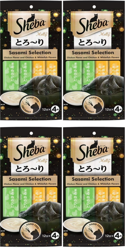 Sheba sesami selection cat treat combo of 4 pack by Aquatica Fishes (sheba sesami selection chicken Chicken, Fish 0.192 kg (4x0.05 kg) Wet Adult, Young, Senior Cat Food