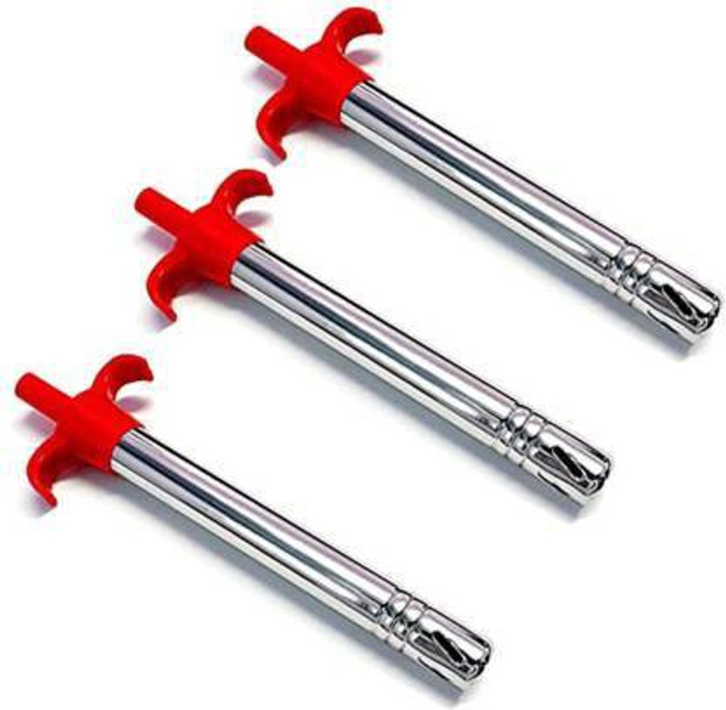 WONDERCHEF Steel Gas Lighter(Red, Silver, Pack of 1)