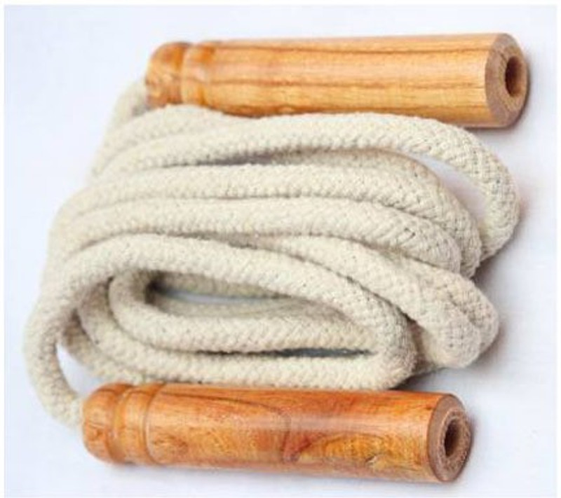 Shree Store Skipping Rope,Cotton Rope,Wooden Handle,For Exercise,Jumping Kids Skipping Rope(White, Length: 150 cm)