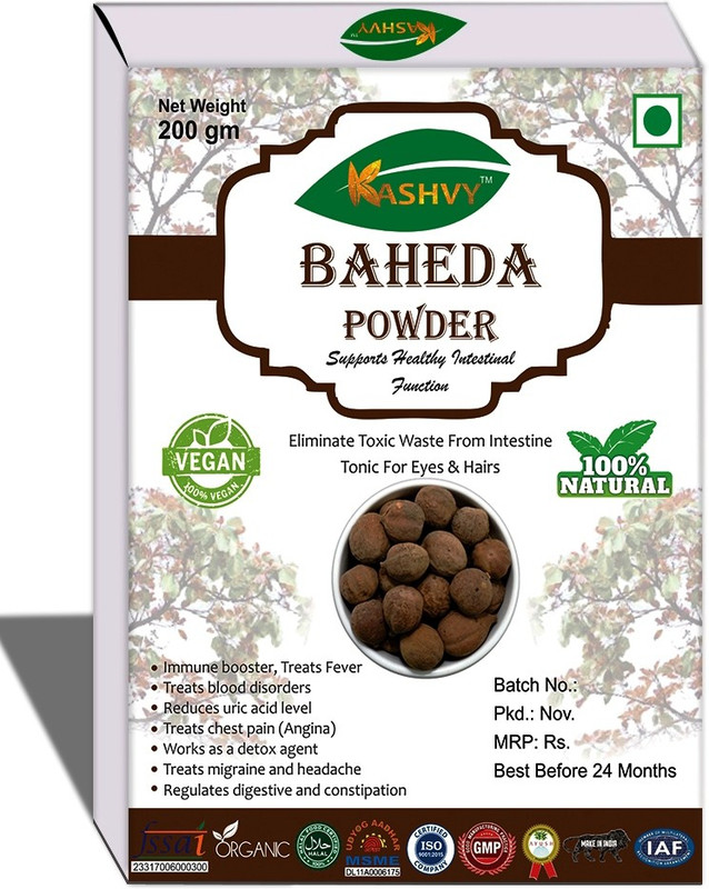 Kashvy Organic Baheda Fruit Powder | Useful in itchy scalp and dandruff, stimulates hair growth(200 g)