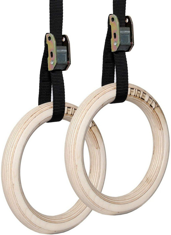 Firefly Gymnastic Rings with Adjustable Straps, Metal Buckles-Home Gym Great for Workout Pilates Ring(Beige)