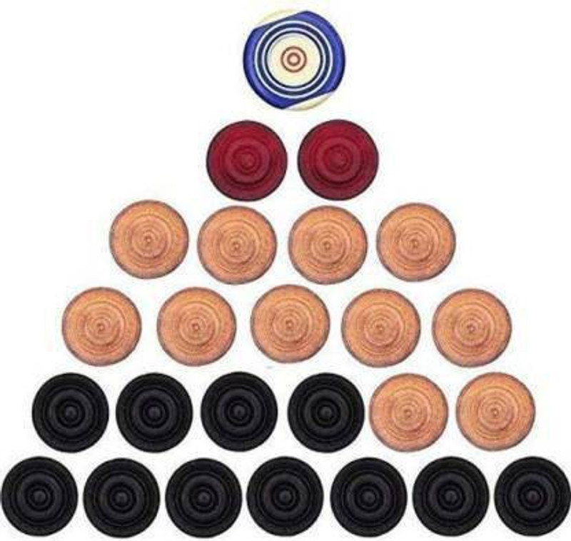 Owlix shiny wooden coins for carrom board with sticker Carrom Pawns(Pack of 24)
