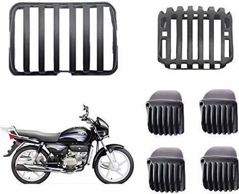 Bullkartzone Plastic Combo Headlight Grill Indicator Grill Tail Light Grill All Parts Accessories Modified for Hero Splendor Models (Bike Headlight Grill Covers) Bike Headlight Grill(Black)