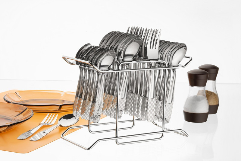 Finner Stainless Steel Cutlery Set with Stand 18 Spoons, 6 Forks for Dinning Table | Stainless Steel Cutlery Set(Pack of 24)