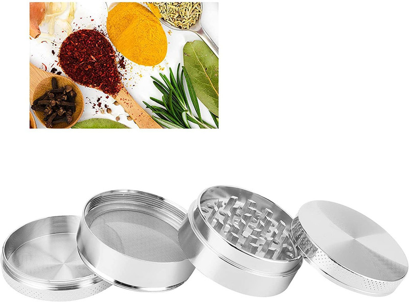 rishi Silver Metallic Herb Crusher (42MM) Hand Muller Grinder
