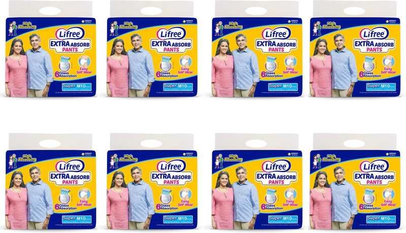 LIFREE Adult Diaper -Medium Set of 8 packs (10 pcs each) Adult Diapers - M(80 Pieces)