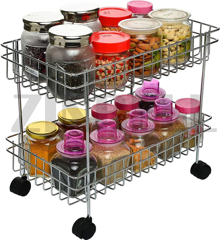 MYPS fruit and vegetable onion and potato sabji stand basket trolley Steel Kitchen Trolley(Pre-assembled)