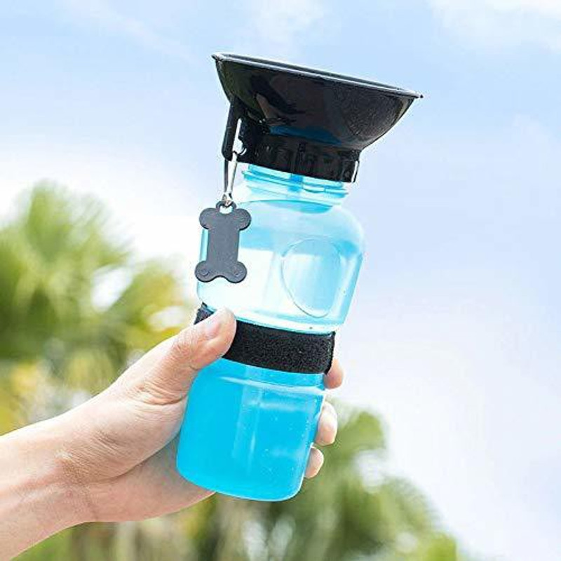 4tens Plastic Dog Water Bottle for Walking or Outdoor Travel with Bowl Dispenser Round Plastic Pet Bowl & Bottle(500 ml Multicolor)