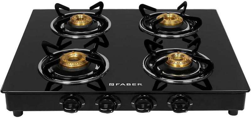 Faber Shine 400 CT Glass Manual Gas Stove (4 Burners)