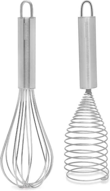 Zoloto Stainless Steel Kitchen Essentials EGG BEATER | WHISK | WHISKR EGG WHISKER (EGG BEATER)Stainless Steel Coil Whisk SET2 STEEL Kitchen Tool Set STEEL Kitchen Tool Set Stainless Steel Balloon Whisk(Pack of 2)