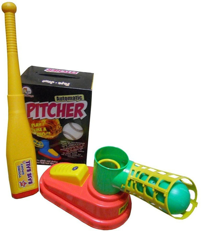 Goyal's Automatic Plastic Pitcher Power Shot Game, Unbreakable, Includes 1 Bat, 3 Balls(Multicolor)