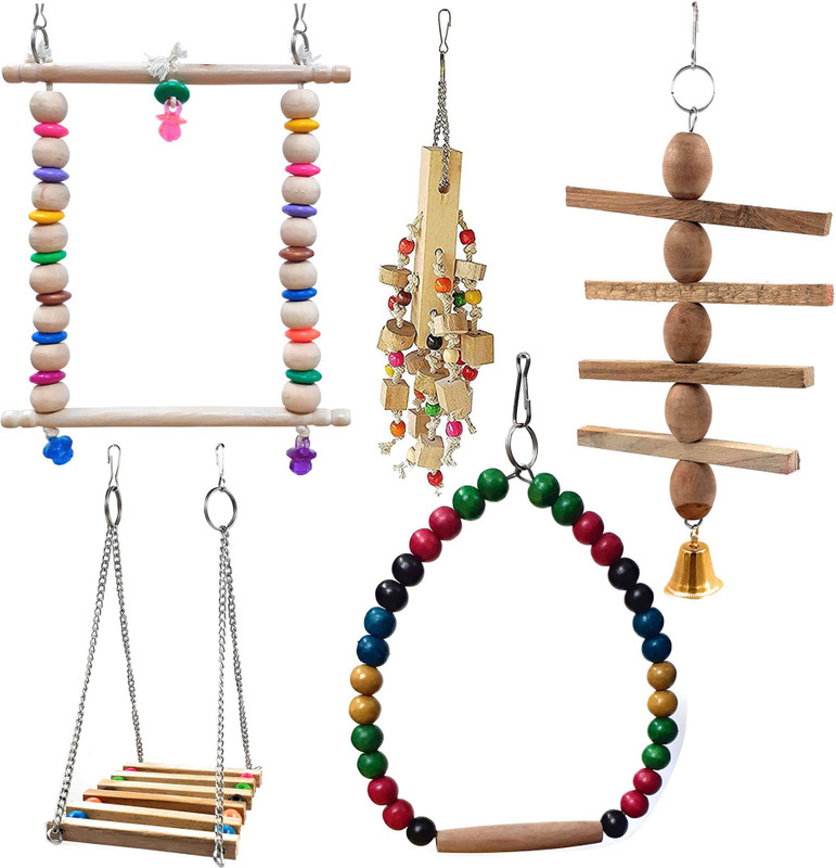 Jainsons Pet Products Wooden, Plastic, Cotton Chew Toy, Fetch Toy, Perch, Stick For Bird