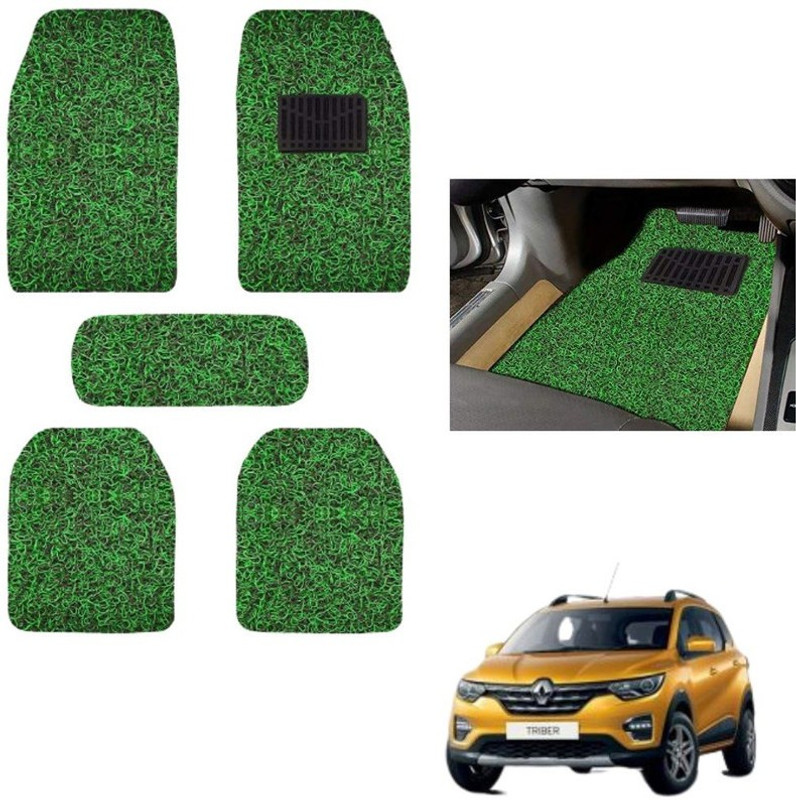 autokaar PVC, Rubber Standard Mat For  Renault Triber(Green, Black)
