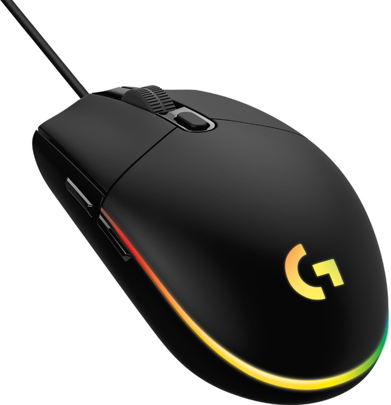 Logitech G102 Wired Ambidextrous Optical  Gaming Mouse Light Sync / Adj DPI Upto 8000, 6 Programmable Buttons, RGB(USB 2.0, Black)