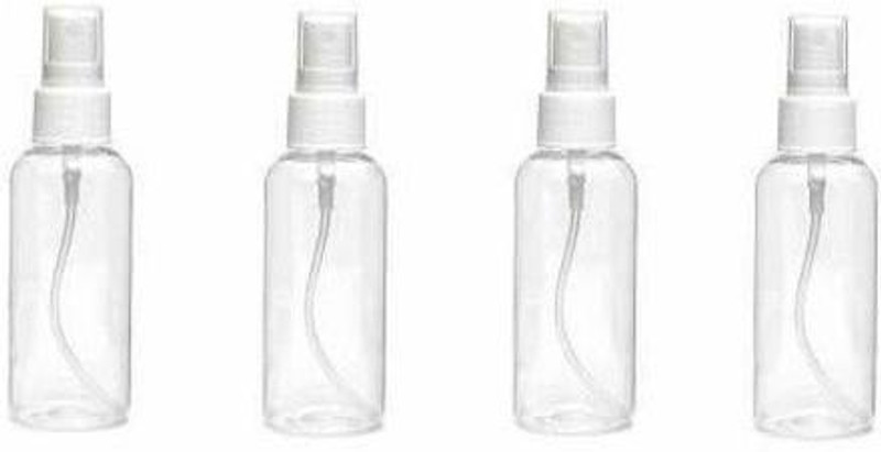Asian Aura Transparent Empty Bottle 100 ml Plastic Spray Bottle(Pack of 4, White, Clear)