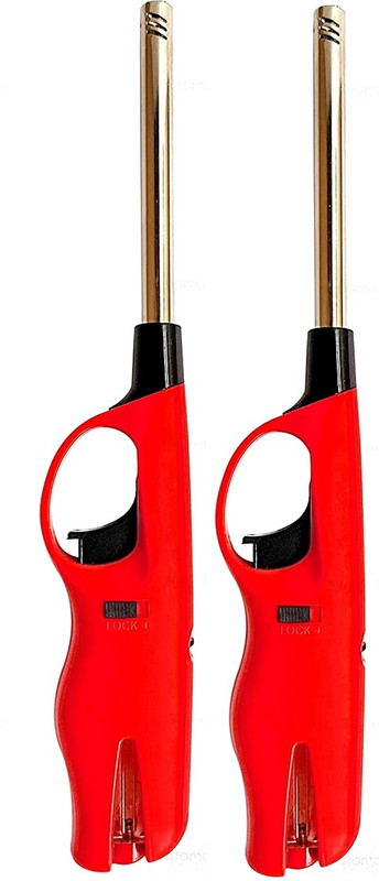 GMEE Plastic, Steel Gas Lighter(Red, Pack of 2)