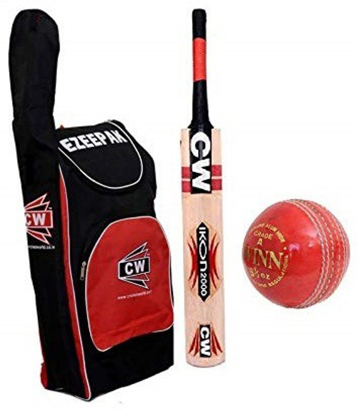 CW Boundary Cricket Kit 4 PC Leather Ball Backpack Bag Genuine Kashmir Willow Bat F/S Cricket Kit