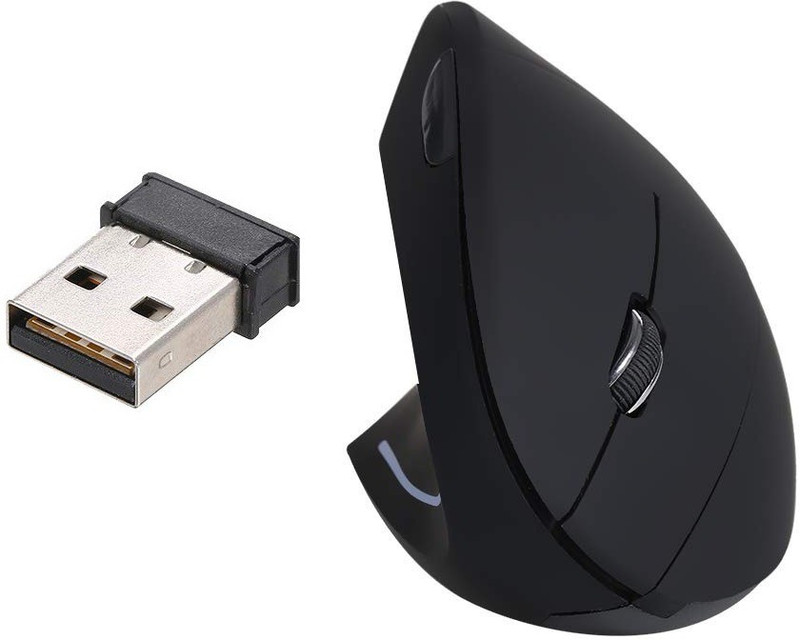 Honelife 2.4G Wireless Vertical Mouse USB Ergonomic Optical Mouse High Precision Adjustable 800/1200/ 1600 DPI 5 Buttons for Mac Laptop PC Ambidextrous Optical Mouse(2.4GHz Wireless, Black)