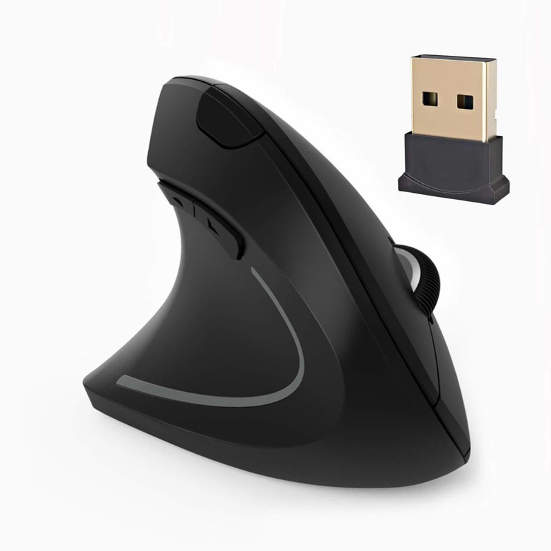 microware Ergonomic Mouse, Wireless Mouse 2.4ghz Optical Vertical Wireless Mice : Left Handed Mouse, Wireless 2.4G USB Left Hand Ergonomic Vertical Mouse, Less Noise - Ambidextrous Optical  Gaming Mouse(2.4GHz Wireless, Black)