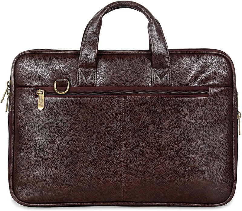 The CLOWNFISH Cadmus Faux Leather Slim Expandable 15.6 inch Laptop Messenger Bag Laptop Briefcase (Dark Brown) Medium Briefcase - For Men & Women(Brown)