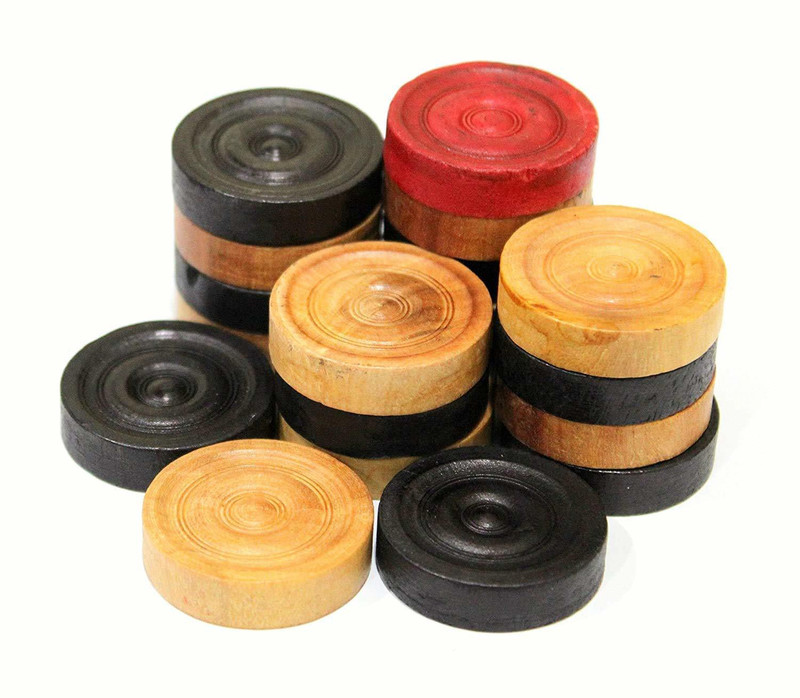 AGGARWAL Wooden 24 Carrom Coins goti with 1 Powder & 1 Striker Carrom Pawns(Pack of 24)