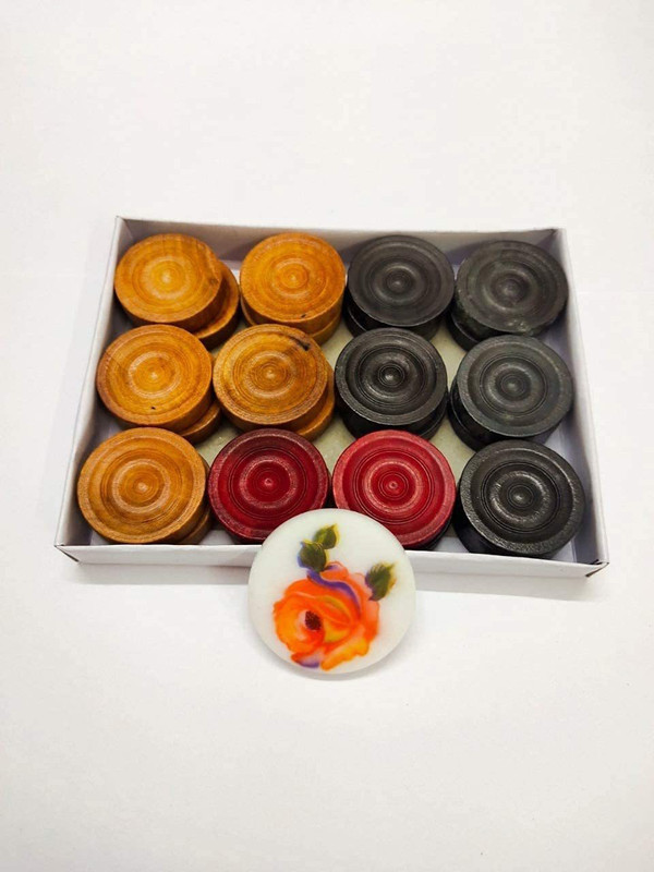 Spocco ®Wooden Carrom Coins All Types of Carrom Board ( Set of 24 ) with one Striker Carrom Pawns(Pack of 24)