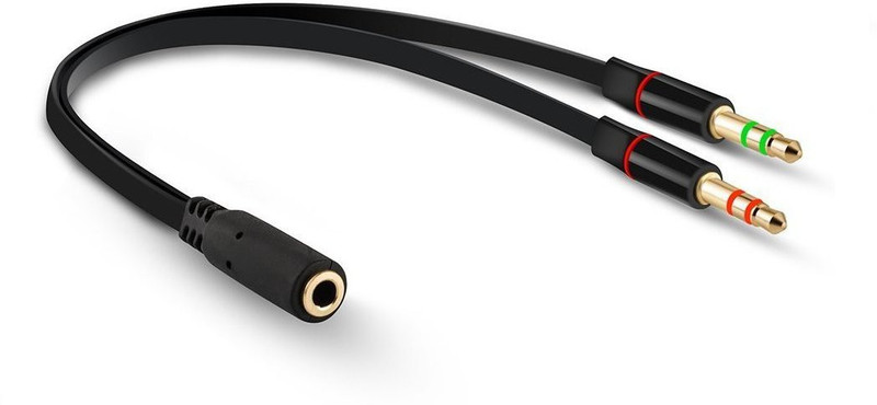 Abois Black eadphone Earphone Mic Audio Y Splitter Cable Cord Wire Phone Converter(Android & ISO)