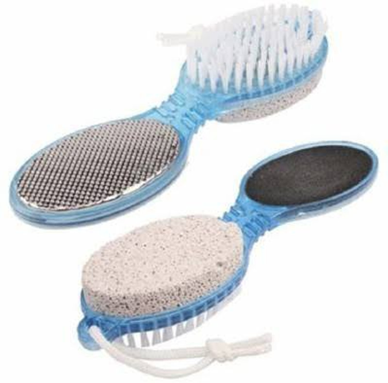 chapo 4 in 1 Foot File with Pedicure Brush Multi use Pedicure Paddle Brush (Clean Scrub, File and Buff) Pedicure Tool Pedicure Brush for feet foot Scrub (pack Of 2)(Blue)