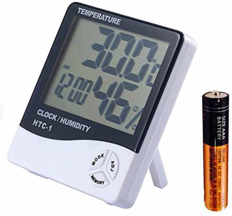 SellRider TETRAMETER CLOCK Digital Hygrometer Humidity Meter with ALARM AND SENSOR ROOM TEMPRATURE Thermometer All-in-One Digital Moisture Measurer(40 mm)