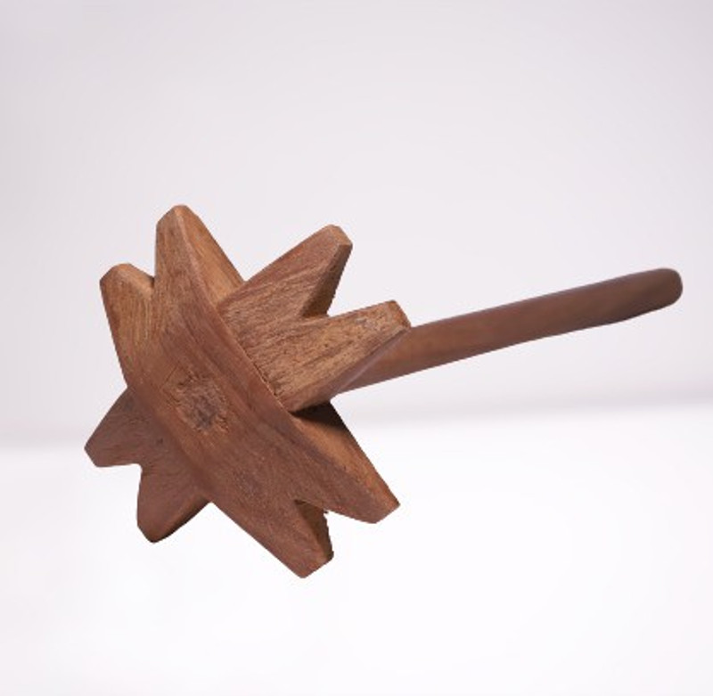 crafthub Handmade Teak Wood Jumbo Dal Ghotni/Mathani/Ravaai Churner/Lassi Maker/Whisk Beater/Sag Ghotni/Dal Ghotni for Kitchen, Wooden Whisk Wood Cage Whisk