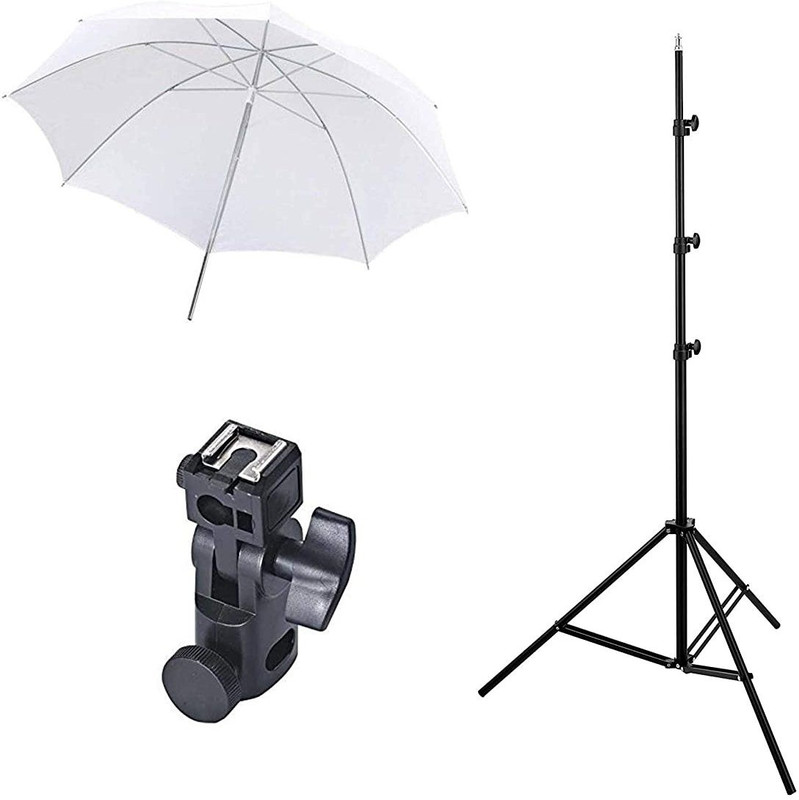 WON f Needs Umbrella Light Set up with B-Bracket and Stand -3 Pc Pack White Reflector Umbrella(76 cm)