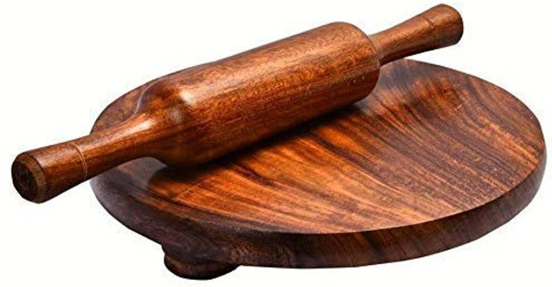Adore Craft Adore Craft Wooden Chakla Belan Set/Rolling Pin/Roti Maker & Borad Roti Maker/phulka Maker/chapati Maker chakla for Home and Kitchen. Rolling Pin & Board(Brown, Pack of 2)