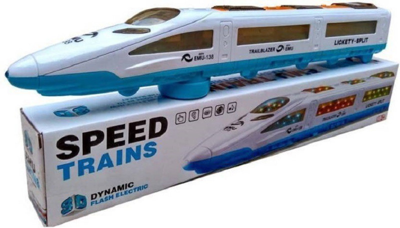 GLOBAL Emu Speed Train for Kids with 3D Lights & Music(White, Blue)