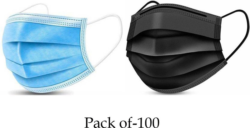 Vaghani 100 Units With Nose Pin Disposable Iso Mark 3 Ply Pharmaceutical Breathable Surgical Pollution Face Mask Respirator with 3 Layer For Men, Women, Kids 3 Ply Surgical Mask ( Piece) ( With Nose Pin ) Surgical Mask With Melt Blown Fabric Layer(Blue, Free Size, Pack of 100, 3 Ply)