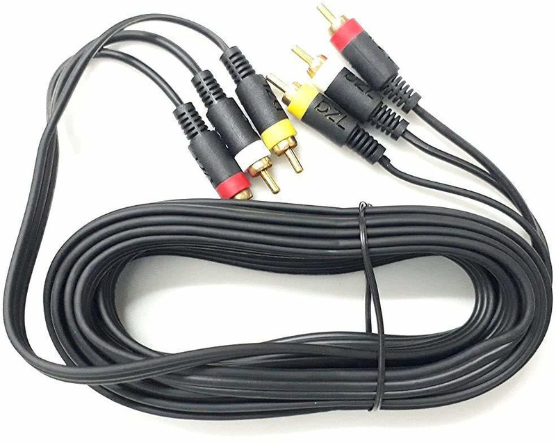 SHIELDGUARD  TV-out Cable 3RCA Male to 3RCA Male Audio Video Cable - Works for TV,LED,LCD,DVD,DTH,DVR (Fully Copper) (Black-10 METER)(Black, For TV, 3 m)