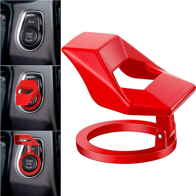 PRTEK Engine Push Start Button Cover Car Accessories,Cool Aluminum Alloy Interior Gadgets Decorations,Anti-Scratch Universal Car Stuff (Red) Car Inverter